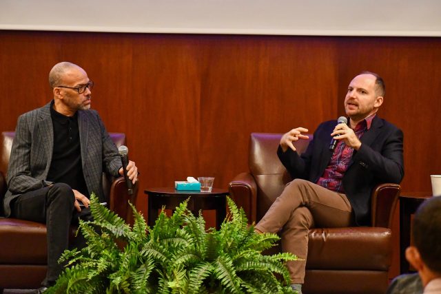 Panelists Walter Katz and Maurice Chammah in conversation for the session entitled "Media Matters: Reporting Race, Capital Punishment, and Wrongful Conviction."